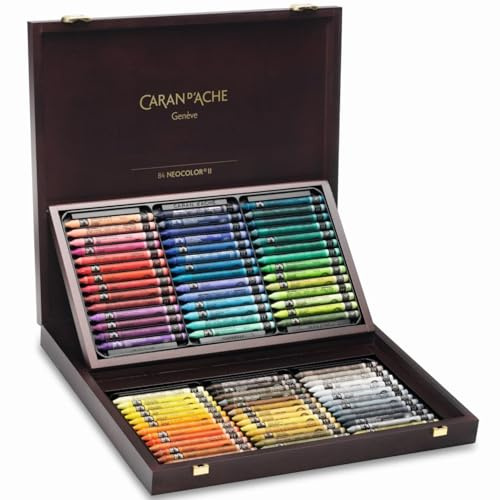 Caran D'ache Neocolor II - Juego de ceras de color (84 unidades, caja de madera)