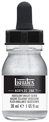 Liquitex 4260236 flüssige Professional Acrylfarben - Ink, Tusche, 30 ml, hochpigmentierte Airbrushfarbe, lrisierendes helles silber