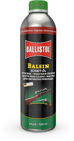 Ballistol Waffenpflege BALSIN Schaftöl rotbraun, 500 ml, 23070 | Flüssiges Holzpflegeöl, Holzschutz gegen Regen, Nässe, Fäulnis und Schimmel, Schaftöl, Holzöl, Holzschutzöl, Möbelöl