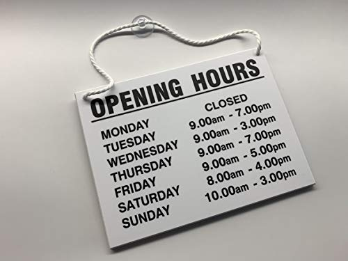 Cartel con horarios de apertura, para colgar