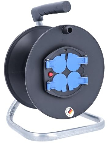 as - Schwabe 10205 Enrouleur de câble électrique vide pour env. 25 m de câble et usage en intérieur d'après la norme IP20 Ø 230 mm