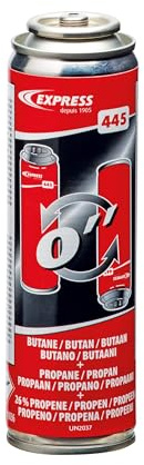 Express, 445, Cartouche Gaz Propène (26%) + Butane + Propane à Mousse pour Retournement Immédiat, Accessoire Fer à Souder, Lampe à Souder, Fer de Couvreur, Chalumeau d'Étanchéité, Pièces de Rechange