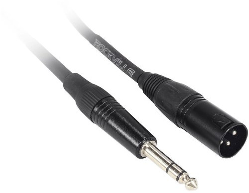 Rockville RCXMB30B 30ft Male REAN XLR to 1/4 TRS Cable, 100% Copper, Balanced Audio, Durable Build, Low Noise, for Studio and Live Sound