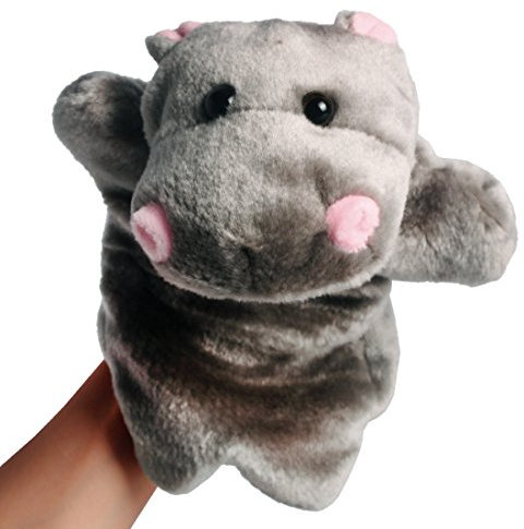 andux Zone Tierhandpuppen aus Plüsch，Handpuppe Handspielpuppe Plüsch Puppe Mini Tier Cartoon Tiermotive Nilpferd (SO-01)