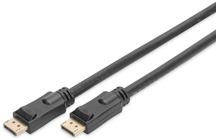 DIGITUS Câble DisplayPort avec amplificateur - UHD 4K/60Hz - 10m - Verrouillage - Displayport 1.2 - Compatible : carte graphique de jeu, moniteur