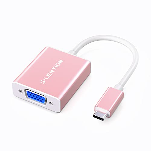 LENTION Adaptador de Cable USB C a VGA, Convertidor Tipo C a Monitor VGA para MacBook Pro 13/14/15/16 2016-2023, Nuevo Mac Air/Surface, MacBook 12, etc, Stable Driver Certificado (1080VGA, Oro Rosa)