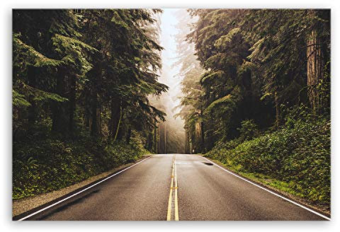 ge Bildet Bild auf Leinwand | Landschaft Serie - Redwood Highway in Nordkalifornien, USA in 120x80 cm als Wandbild XXL | Wand-deko Dekoration Wohnung modern Bilder | 3142II