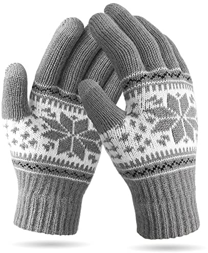 VENI MASEE Winter Touchscreen Gloves, Snow Flower Print, Keep Warm,for Men and Women
