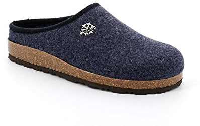 GRUNLAND Robi CB0173 11 Blu Blu Ciabatte Pantofole Uomo Chiuse in Lana Cotta Feltro Stile Tirolese altoatesine Panno Plantare Suola Sughero e Gomma (Numeric_42)