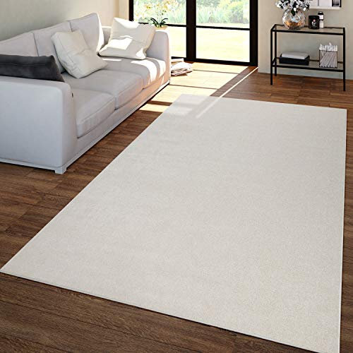 TT Home Alfombra Salón Pelo Corto Moderno Diseño Liso Moderno Atemporal, Color: Crema, Tamaño:60x100 cm