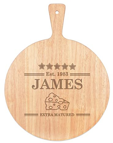 Encargo Personalizado Nombre Extra Matured Tabla de Quesos Paleta Bandeja Mango Redondo de Madera 45x34cm
