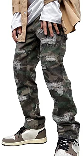 ORANDESIGNE Jeans Baggy da Uomo Stampati Jeans Hip Hop Jeans Y2K a Gamba Dritta Pantaloni in Denim Lavato Vintage Pantaloni da Skateboard per Ragazzi Adolescenti Streetwear
