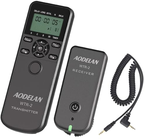 Wireless Timer Shutter Release Compatible with Canon Cameras, AODELAN Intervalometer Remote Control for R6 R 60D 70D 80D 600D M6 T6i; Replaces Canon RS-60E3, Fujifilm RR-100 and Olympus RM-CB2