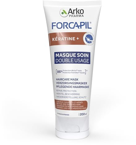 ARKOPHARMA - FORCAPIL® Keratin Haarmaske - Haarmaske für geschädigtes Haar - Keratin - Vitamin B5, B6, B8 - Wiederherstellung + Schutz - Ohne Silikone - 200 ml