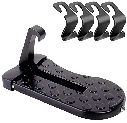 CTDMJ Pédale Porte Voiture Pliable, Pédale Crochet Porte, Alliage D'aluminium Marchepied Porte Toit Pliable, avec Marteau Sécurité, pour Voiture Camion Caravane SUV (Charge180 Kg)