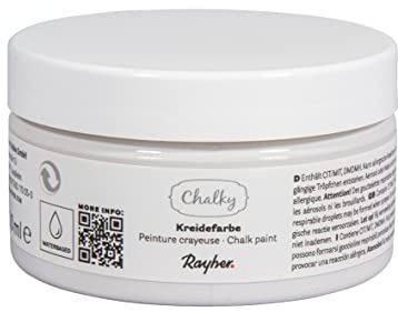 Rayher Chalky, Kreidefarbe auf Wasserbasis, weiß, Dose 100 ml, für Shabby-Chic, Vintage- und Landhaus-Stil-Looks, 35047102