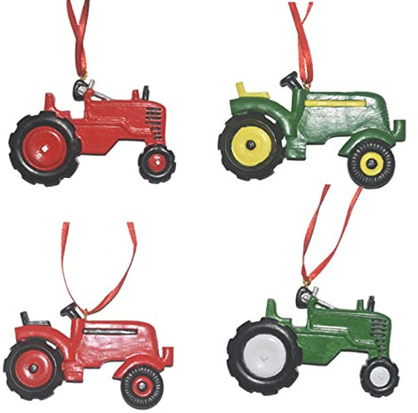 PW TOOLS Harz Traktor Ornament | Personalisierte Traktor Weihnachtsbaumschmuck | Bauernhof Weihnachtsschmuck | Weihnachtsbaum Hängende Verzierungen Auto Dekorationen