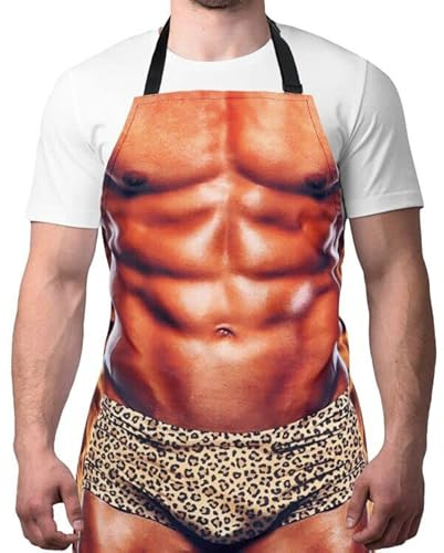 A AIFAMY Funny Men Cooking Grilling Aprons Muscles Guy BBQ Funny Gag Gifts for Christmas, White Elephant Gift Exchange (Muscleman, One Size)