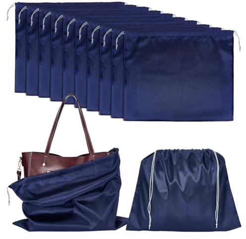 NBEADS 12 Sacchetti per La Polvere, Portaoggetti In Finta Seta con Coulisse per Borse Da Viaggio, Scarpe, Stivali - Blu Notte 39.7x50 cm