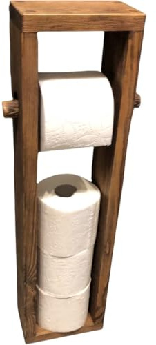 Toilettenpapierständer aus Holz - Rustikal ständer Kiefernholz massiv passend zu jeder Badeinrichtung 60cm Handarbeit - Toilettenhalter für Toilettenpapierrollen (Wenge)
