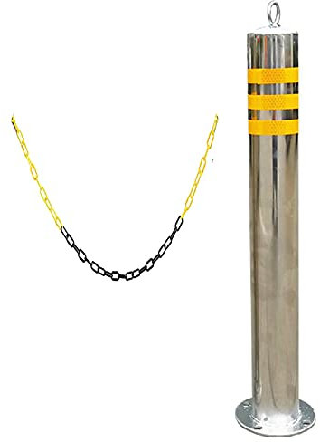 CCKUHN Poller für den Straßenrand, Parkplatzbarriere aus Edelstahl, Verkehrskegel zum Parken für gewerbliche oder Private Nutzung (Silber 650 x 76 mm/25,5 x 3 Zoll)