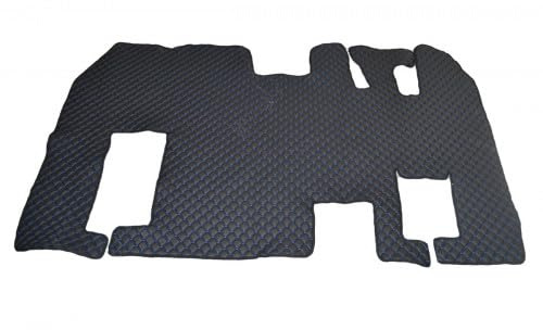 24/7 AUTO Alfombrillas de cuero ecológico negro con costuras azules para Renault Magnum con conducción automática a la derecha