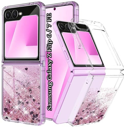 Yutwo Funda Compatible con Samsung Galaxy Z Flip 7 FE/Z Flip 6, Glitter Liquida Transparente Case Silicona Antichoque Niñas Mujeres Brillante Arena Movediza Carcasa Samsung Z Flip 7 FE/Z Flip 6.