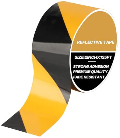 HexinYigjly Nastro Segnaletico, Nastro Adesivo Segnaletico, 50 mm x 38 m Nastro di Avvertimento di Pericolo Giallo e Nero, Nastro di Sicurezza Adesivo per Pavimenti e Segnalazione di Pericolo