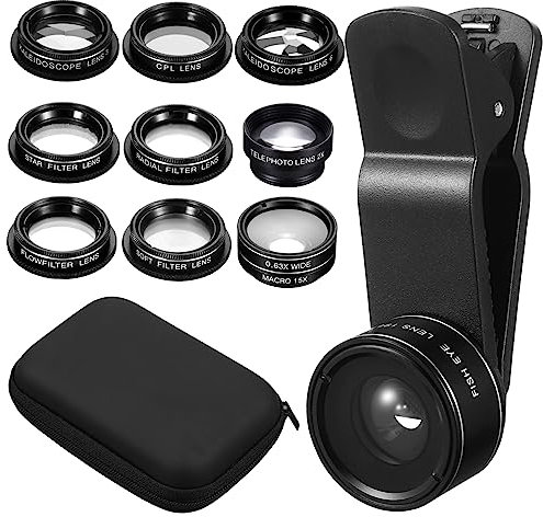LABRIMP Handy Objektiv Kamera Kit Multifunktionsobjektiv Weitwinkel Makro Fischauge Cpl Filter Kompatibel Für Smartphones