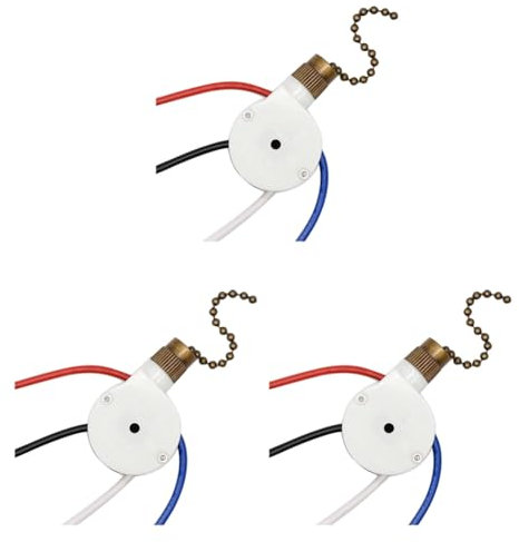 Haopeuk 3X Pièces Interrupteur de Ventilateur de Plafond ZingEar ZE-208S E89885 3 Vitesses 4 Fils Ventilateur Interrupteur Chaîne de Traction, Interrupteur de Ventilateur, Bronze
