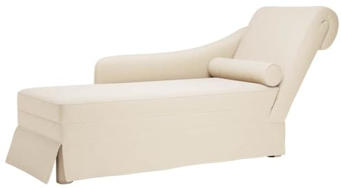 vidaXL Chaiselongue mit Nackenrolle und Rechter Armlehne Leinen, Recamiere, Loungesessel, Lounge Sofa, Lounge, Loungesofa, Wohnzimmersofa