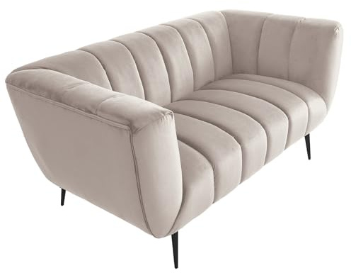 Riess Ambiente Design 2-Sitzer Sofa Noblesse - 165cm - Champagner Samt - Schwarze Metallfüße - Federkern