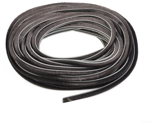 Honseadek 10 m Zugluftstopper-Bürste, Flügelflordichtungsstreifen, Türdichtungsstreifen, 5 mm x 6 mm, Schiebetür-Windabweiser-Bürste