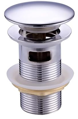 TODOT Bonde de lavabo Pop-up Chromé, Salle de Bain Vidage Clapet Push Open G 1 ¼ (Chromé avec Trop-plein L)