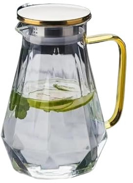 Lizhuzhuzs28 Jarra Agua Fria 1 Tetera de Vidrio, Tetera for Agua fría y Caliente, cafetera Transparente, Jarra for Bebidas for el hogar, Jarra de Vidrio con asa Jarra Agua Detox Frutas(Transparent)