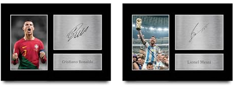 HWC Trading Ronaldo & Messi Geschenke Gedrucktes Signiertes Autogramm Foto für Fußball Anhänger and Fans - A4