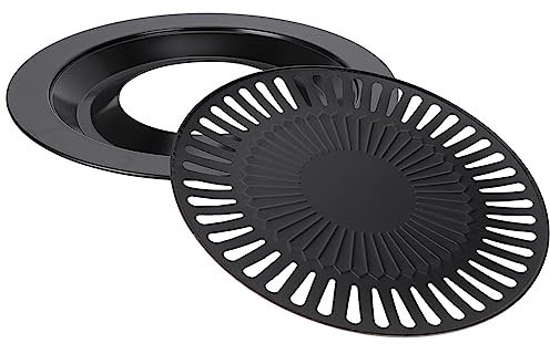 Baxnore Professional en fonte en fonte, poêle à grill rond, poêle de remplacement du barbecue robuste, antiadhésif pour les grilles à gaz du charbon de bois, résistante à la
