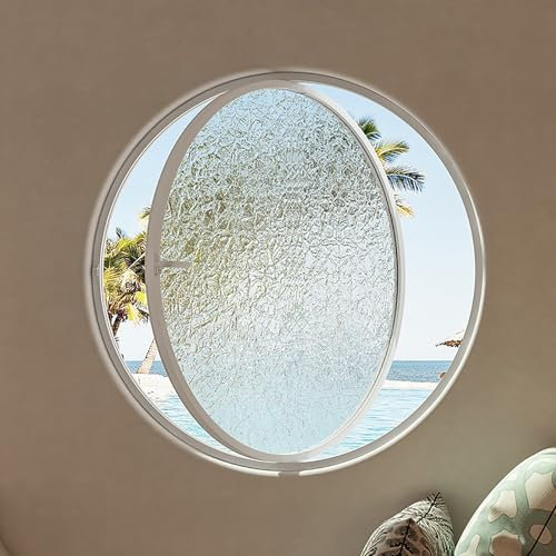 Rundes Schiebefenster Ersatzfenster, Schiebefenster Fenster Window Kellerfenster 360 ° drehbare Lüftungs Ersatzfenster, mit Griffen, für Küchen, Badezimmer Und Cafés(Wit,31.4in/80cm)