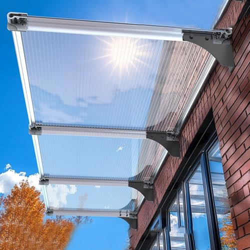 Marquise Solaire Abri Banne Entrée Protection,Auvent Marquise d'Entrée,Auvent de Porte et Fenêtres pour Garage,Balcon,Maison,Auvent de Fenêtre Facile à Assembler (100x70cm/39 x28)