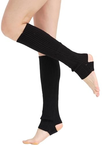Nanxson Scaldamuscoli da Donna Scaldamuscoli Termici Invernali Lavorati a Maglia Calze al Ginocchio Ragazza Maglia Scaldamuscoli a maglia per Yoga Danza Sport Palestra (B-Nero)