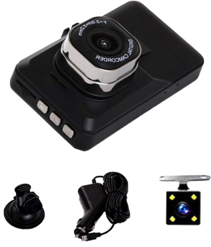 Telecamera da cruscotto 1080p con schermo da 3 pollici grandangolare a 170° per auto, visione notturna, rilevamento del movimento video