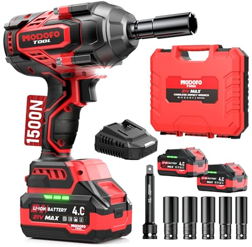 Cordless Impact Wrench, 1500N.m(1100ft-lbs), 1/2 High Torque Impact Gun