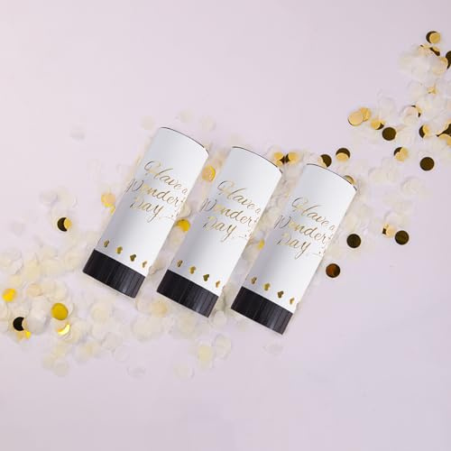 3PCS White Confetti Cannons – Biodegradable & Party Poppers for Celebrations | Hand Twisting Cannon with Confetti Columniform for Party Cheer