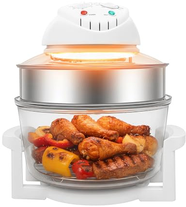 18QT Turbo Air Fryer Oven, Healthy Kitchen Convection Oven Roaster Steamer, Large Countertop Glass Air Fryer Toaster Oven with 2 Grills, 360° Viewable for Family & Chicken, Steam, Bake & Grill, 1200W