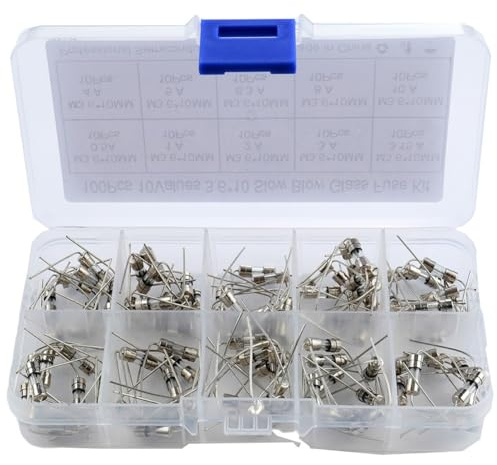Helilyco Lot de 100 fusibles tubulaires en verre 3,6 x 10 mm 250 V 0,5 A-10 A 10 spécifications pour appareils électriques et ménagers