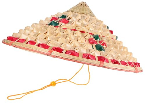 Abaodam Chapeau Traditionnel Chinois en Bambou Tressé 36 CM Accessoire de Déguisement pour Garçon et Filles Chapeau Oriental Léger et Résistant pour Scène et Fête Décoration Cosplay