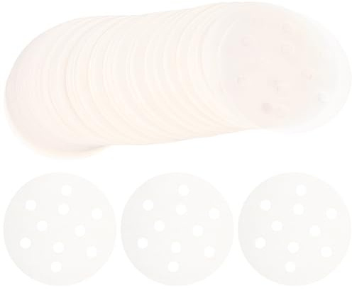 SOLUSTRE 400 Stück Dampfgarer Papier Einlagen Fasern Antihaftbeschichtet und Faltbar für Bambusdämpfer und Kantinengebrauch 3 Zoll Größe