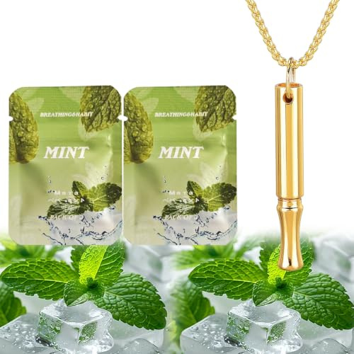 3PCS Breathing Necklace with Resistance Pendant (Gold & 2Mint)