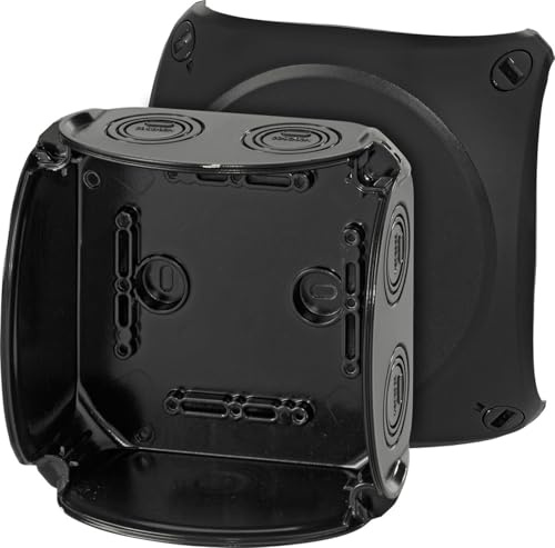 Hensel KF 0600 B Kabelabzweigkasten wetterfest IP66 ohne Klemme | Feuchtraumdose bis 6 qmm 3phasig, 10 qmm 1phasig, ohne Klemme, für Outdoor & Keller, schwarz