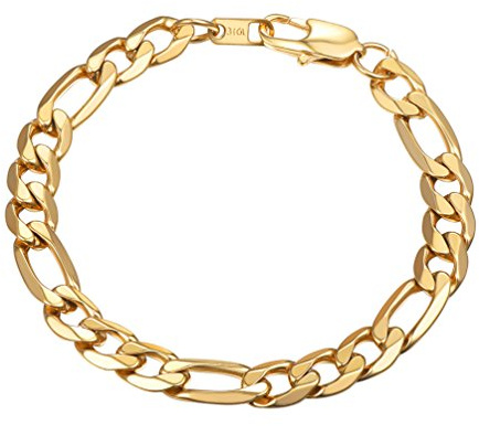 PROSTEEL 09MM Oro Braccialetto Catena Figaro 3 in 1 Catena Spessa Struttura Alternata a Tre Anelli Neutro e Minimalista Bracciale Uomo Argento Struttura Stabile